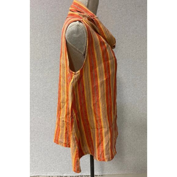 Bryn Walker Etta Red Yellow Striped Woven Cotton Cowl Neck Sleeveless Tank Top S - Picture 4 of 11